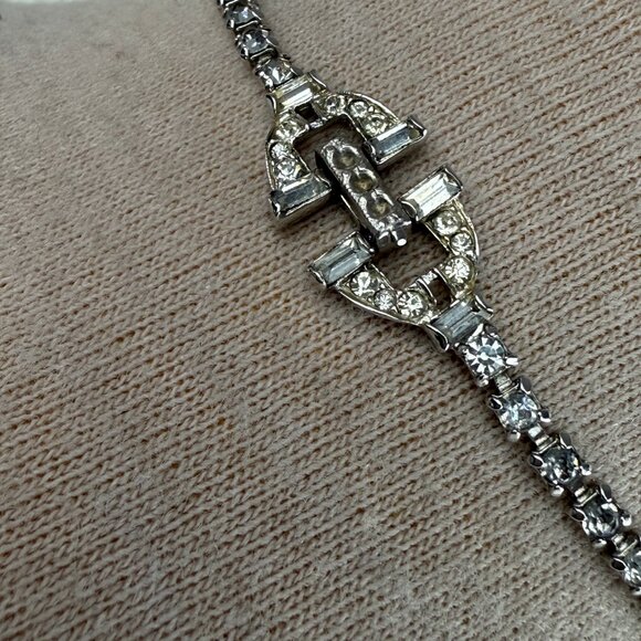 Vintage Kramer Clear Rhinestone Waterfall Necklace 15.5" - Picture 6 of 14